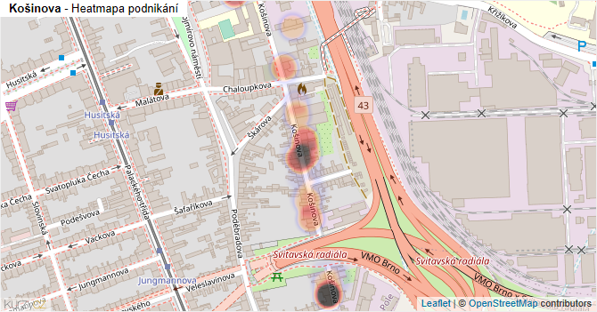 Košinova - mapa podnikání