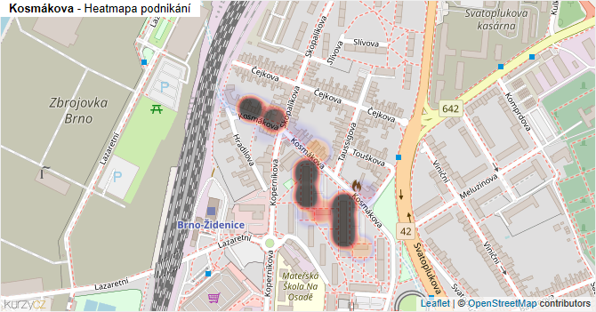 Kosmákova - mapa podnikání