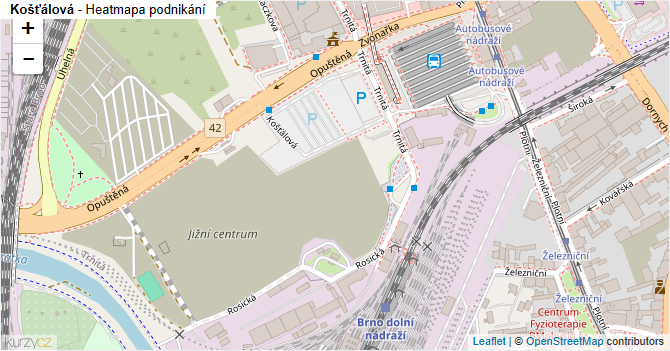 Košťálová - mapa podnikání