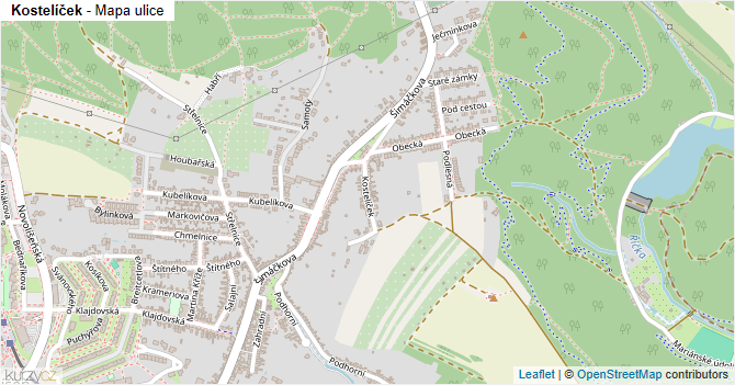 Kostelíček - mapa ulice