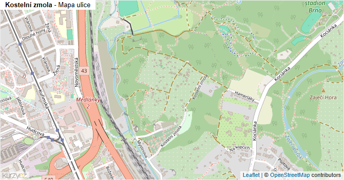 Kostelní zmola - mapa ulice