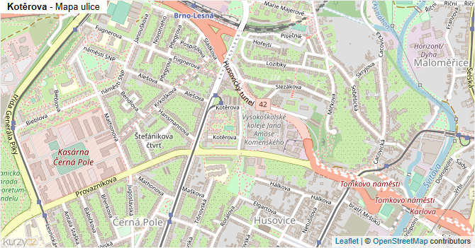 Kotěrova - mapa ulice