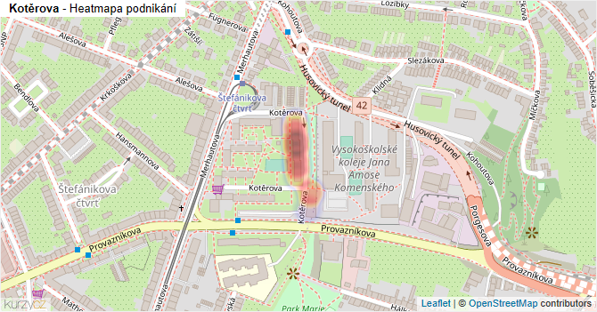Kotěrova - mapa podnikání