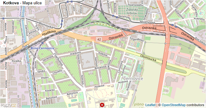 Kotkova - mapa ulice