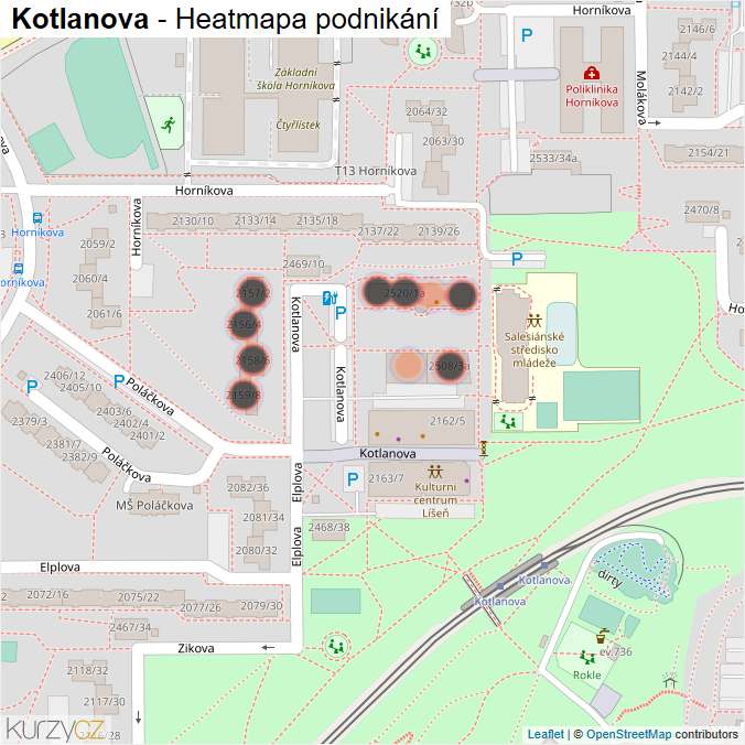 Mapa Kotlanova - Firmy v ulici.