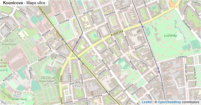 Kounicova - mapa ulice