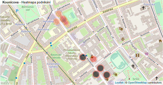 Kounicova - mapa podnikání