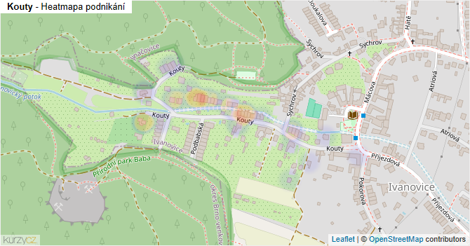Kouty - mapa podnikání