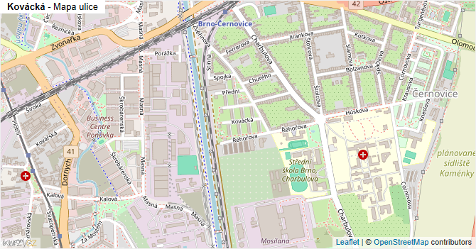 Kovácká - mapa ulice