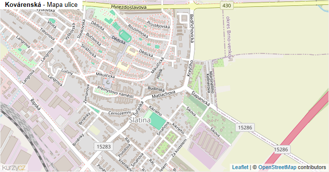 Kovárenská - mapa ulice