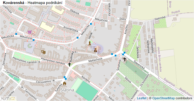 Kovárenská - mapa podnikání