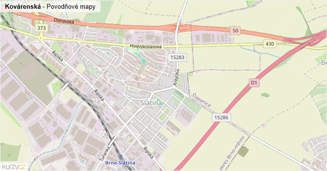Kovárenská - záplavové mapy stoleté vody