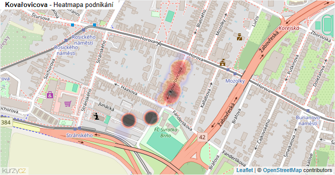 Kovařovicova - mapa podnikání