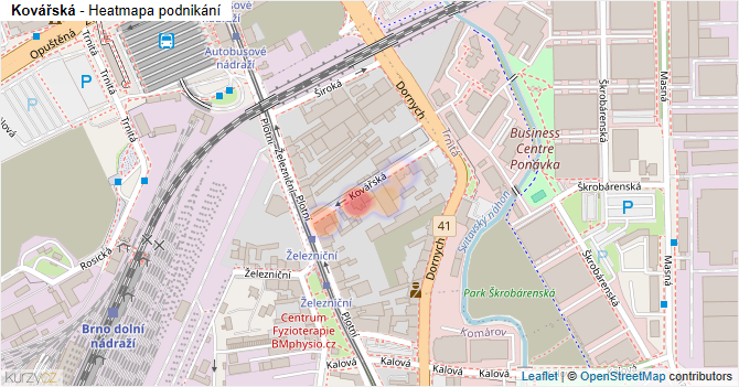 Kovářská - mapa podnikání