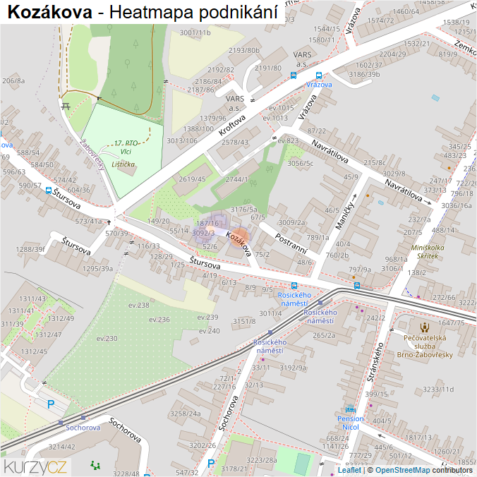 Mapa Kozákova - Firmy v ulici.