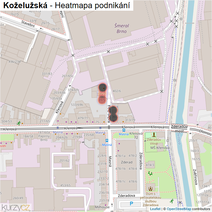 Mapa Koželužská - Firmy v ulici.