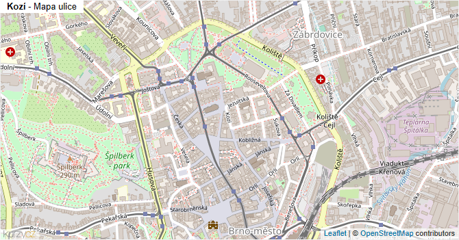 Kozí - mapa ulice