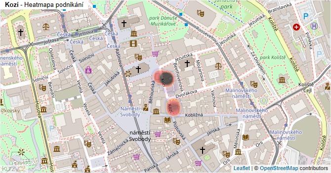 Kozí - mapa podnikání