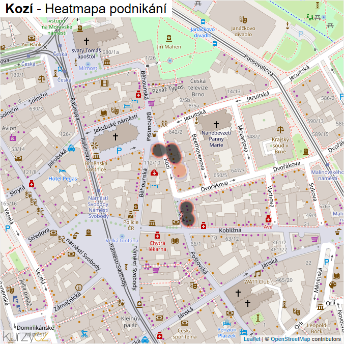 Mapa Kozí - Firmy v ulici.