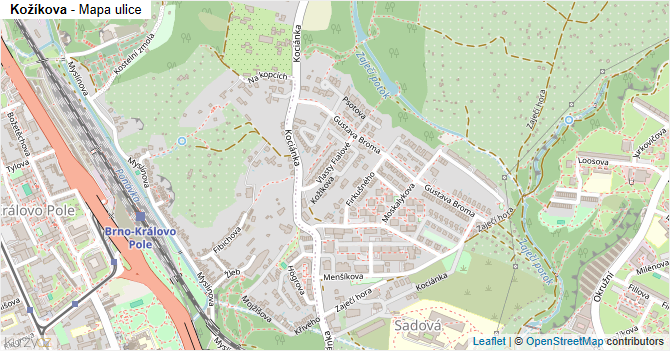 Kožíkova - mapa ulice