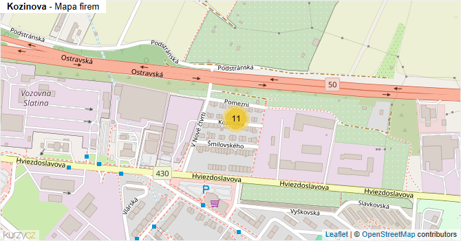 Kozinova - mapa firem