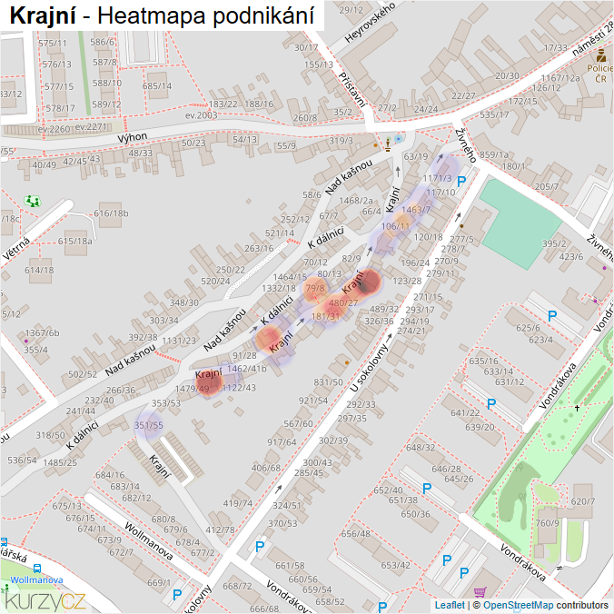 Mapa Krajní - Firmy v ulici.