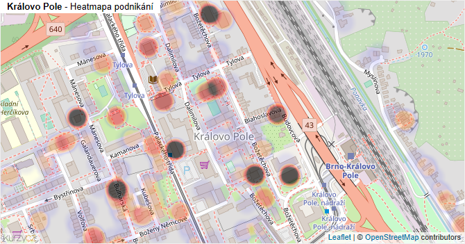 Královo Pole - mapa podnikání