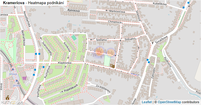 Krameriova - mapa podnikání