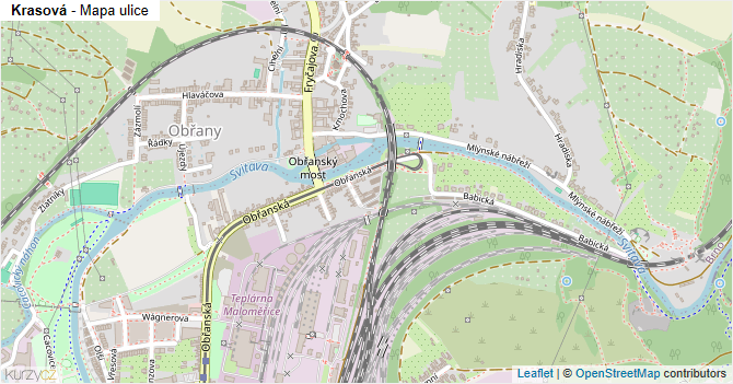 Krasová - mapa ulice