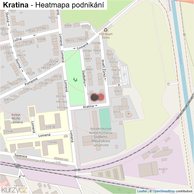 Mapa Kratina - Firmy v ulici.