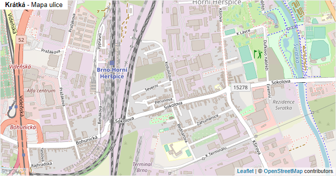 Krátká - mapa ulice