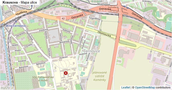 Krausova - mapa ulice