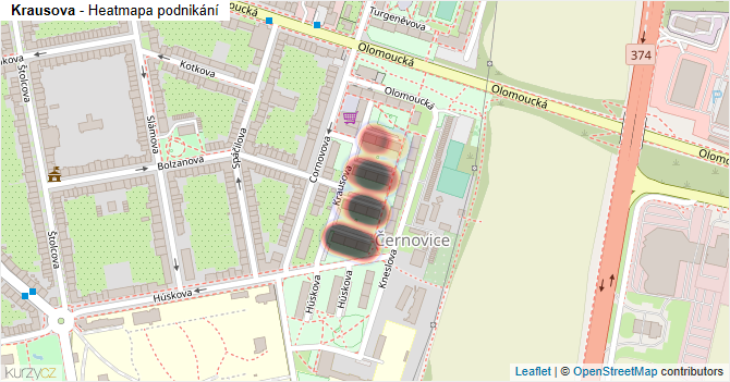 Krausova - mapa podnikání