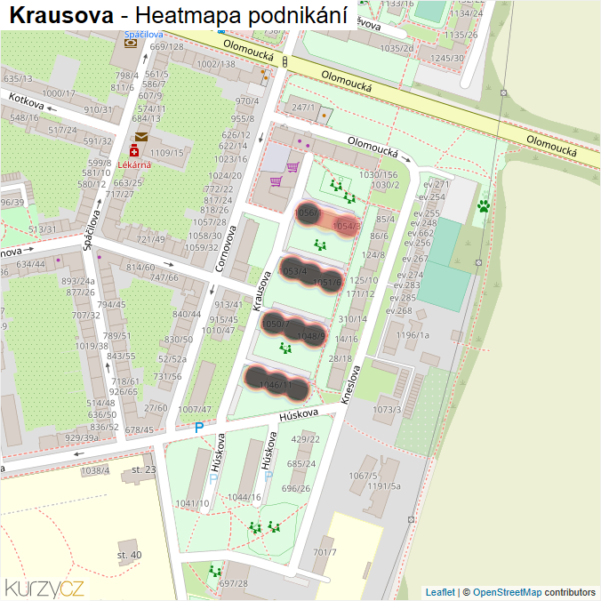 Mapa Krausova - Firmy v ulici.