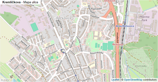 Kremličkova - mapa ulice