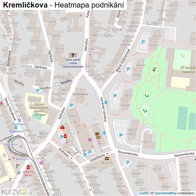 Mapa Kremličkova - Firmy v ulici.
