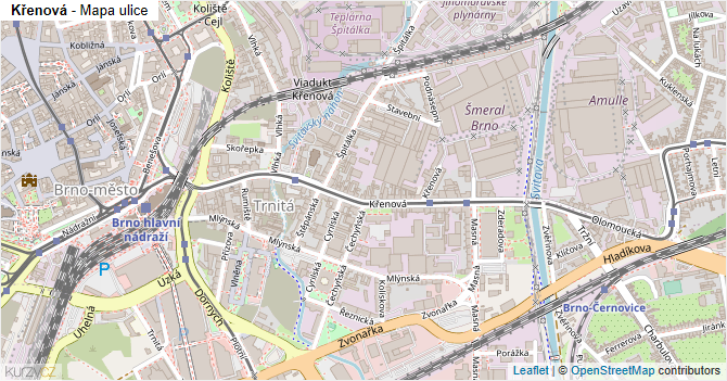 Křenová - mapa ulice