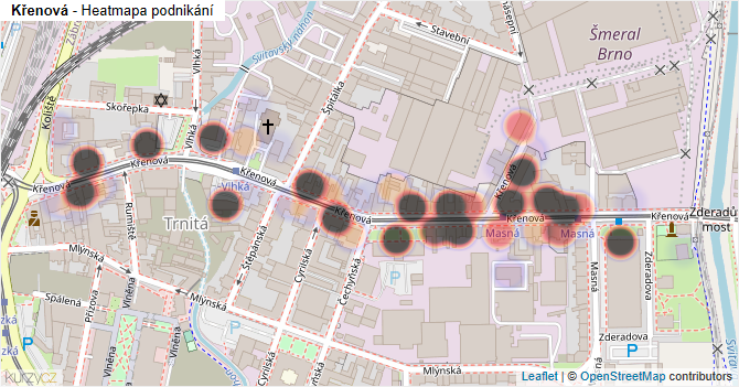 Křenová - mapa podnikání