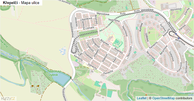 Křepelčí - mapa ulice