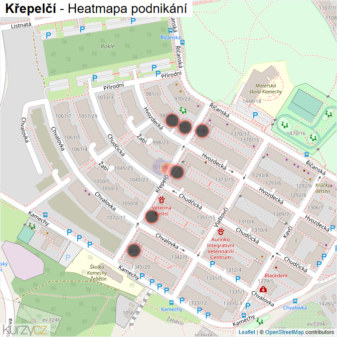 Mapa Křepelčí - Firmy v ulici.