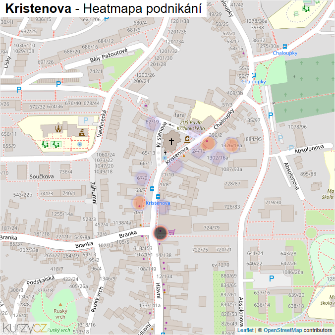 Mapa Kristenova - Firmy v ulici.