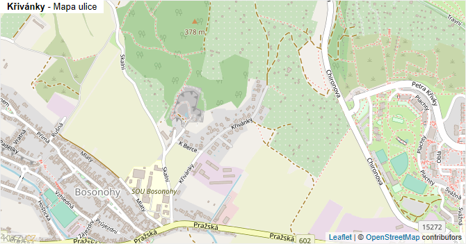 Křivánky - mapa ulice