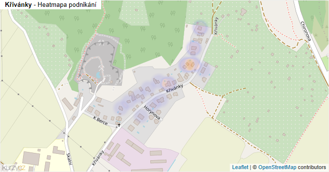 Křivánky - mapa podnikání