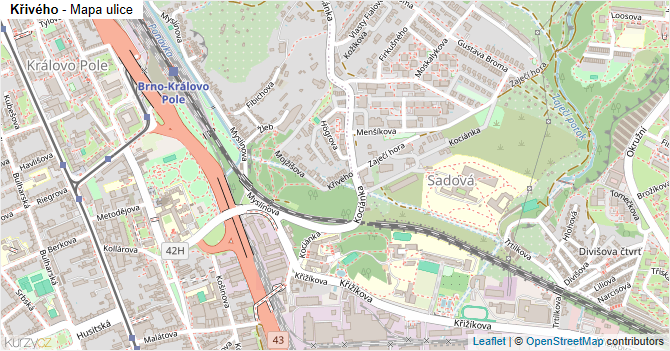 Křivého - mapa ulice