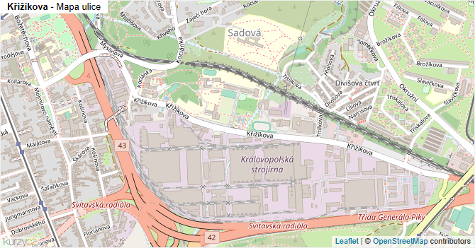 Křižíkova - mapa ulice