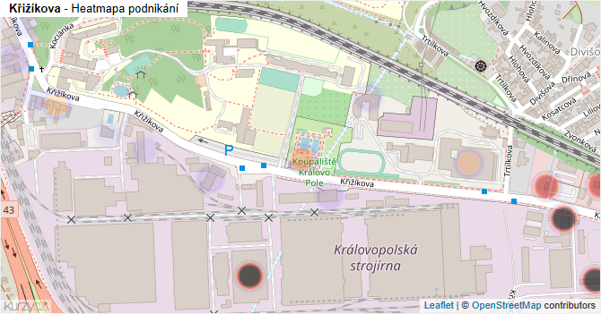 Křižíkova - mapa podnikání