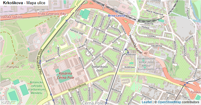 Krkoškova - mapa ulice