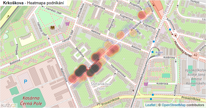 Krkoškova - mapa podnikání