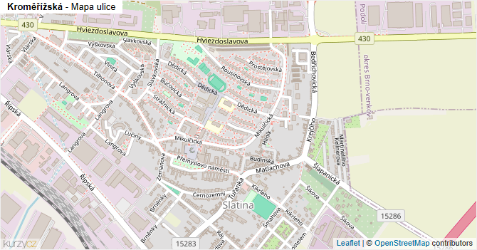 Kroměřížská - mapa ulice