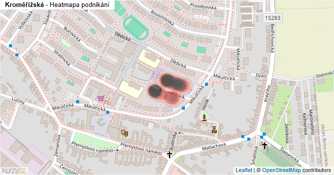 Kroměřížská - mapa podnikání